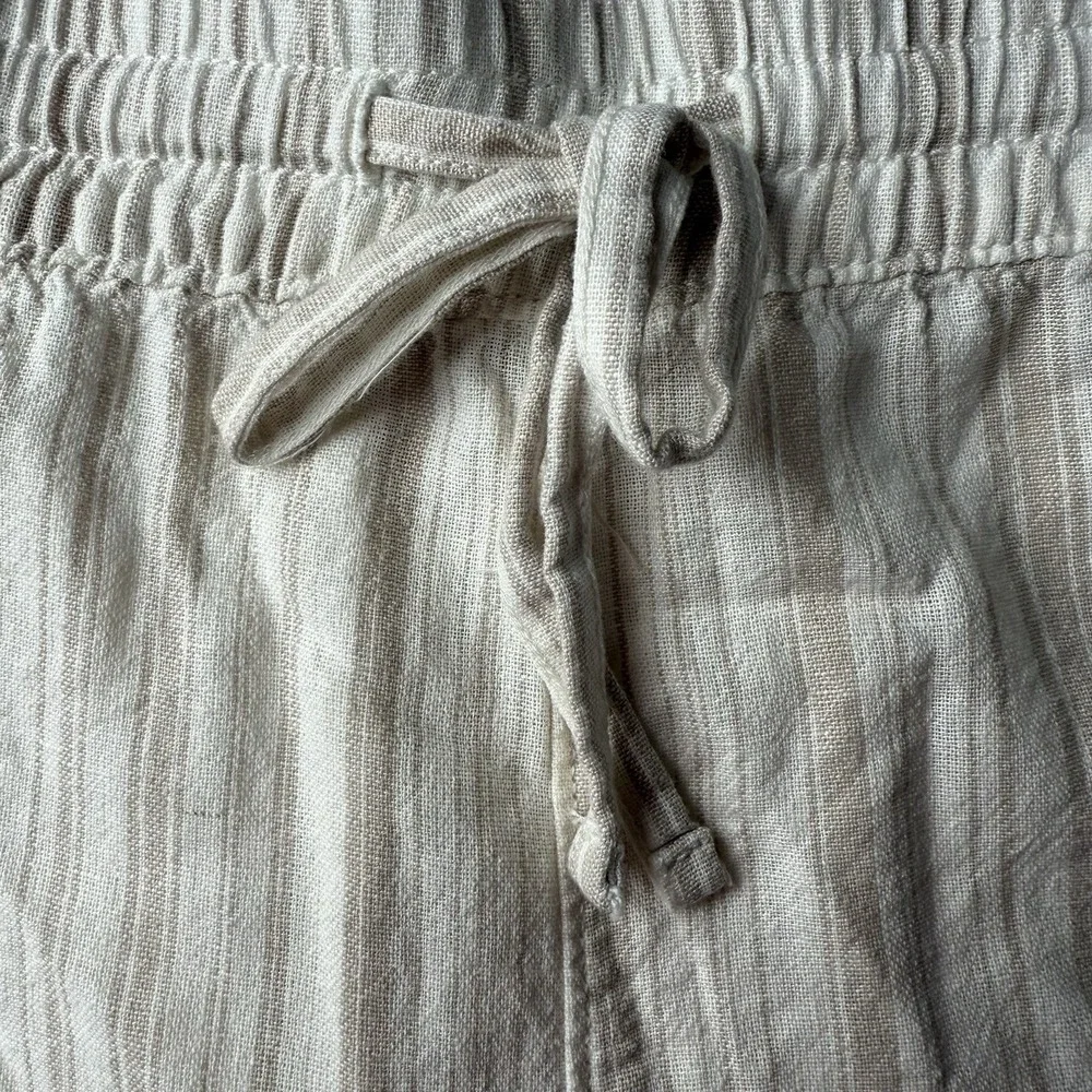 NEW Sonoma Striped 2X Linen Blend High Rise Straight Leg Pants White Beige NWT - Picture 3 of 7